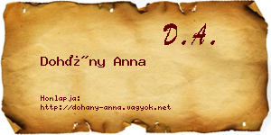 Dohány Anna névjegykártya